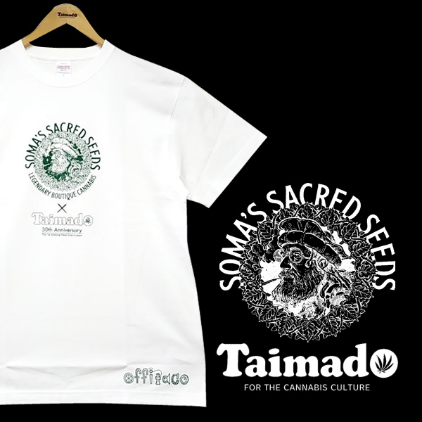 Tシャツ「SOMA SEEDS (ソマシード) × 大麻堂 ★ソマ横顔ロゴ」[No.343]【ダブル購入特典つき】